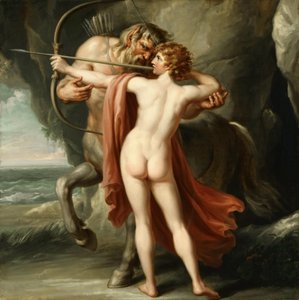 Quirón instruyendo a Aquiles en el arco de Giovanni Battista Cipriani